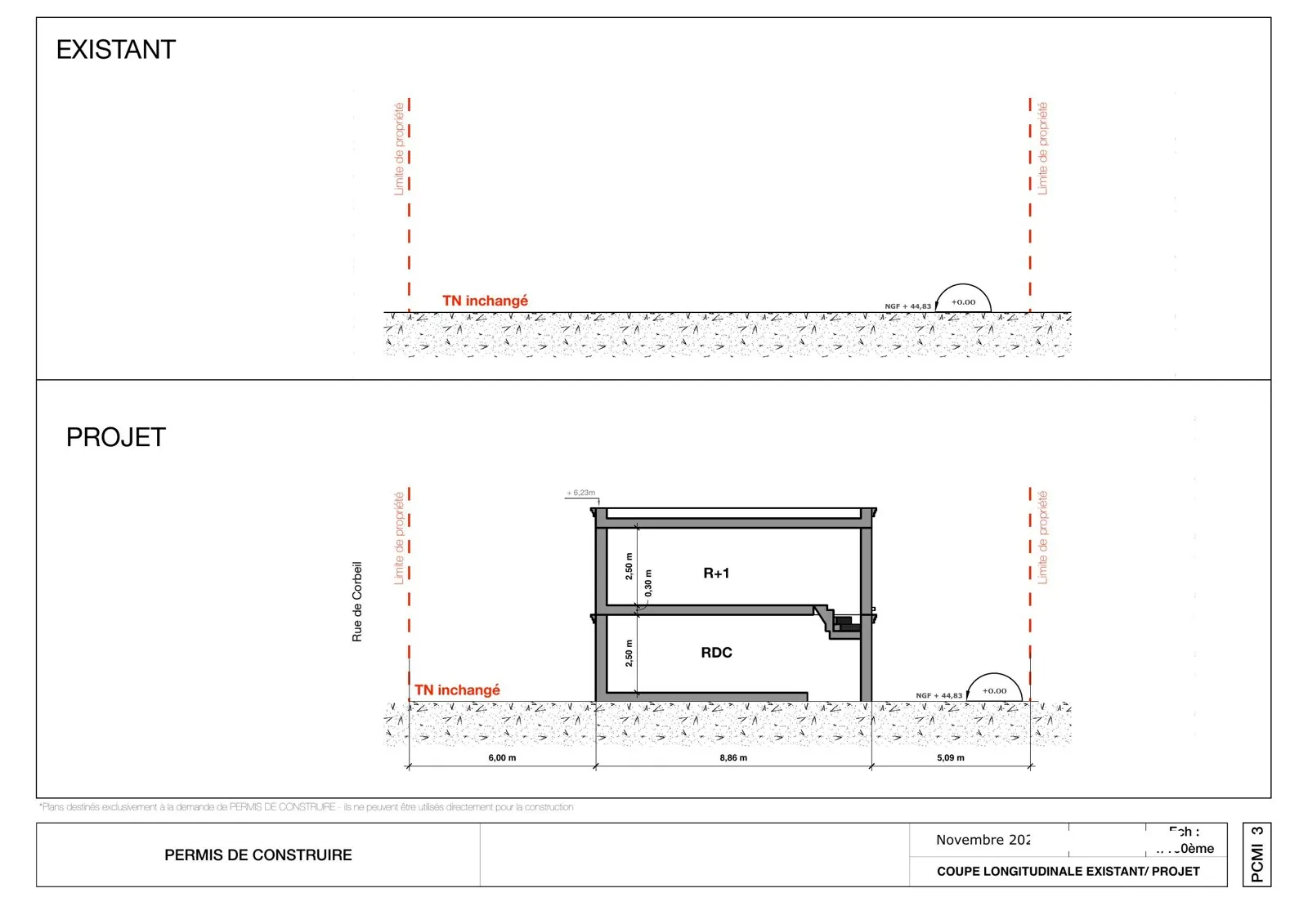 PCMI3 — plan en coupe du projet de Lisses (91)