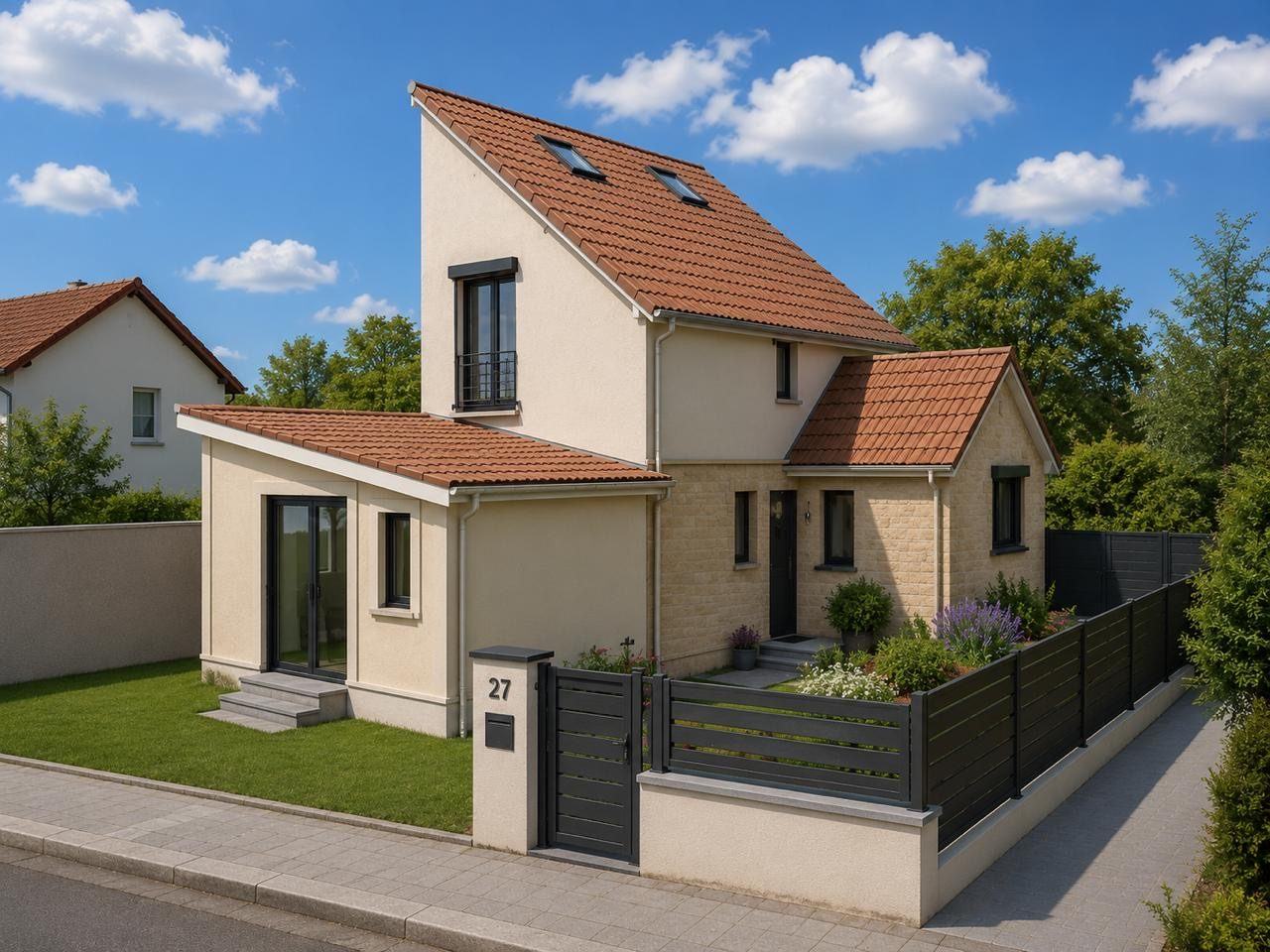 Surélévation d'une maison à Argenteuil (95) — déclaration préalable, vue projetée
