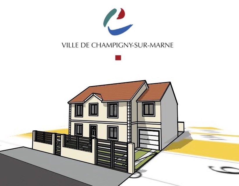 Déclaration préalable à Champigny-sur-Marne (94) — insertion 3D de la maison et de la clôture