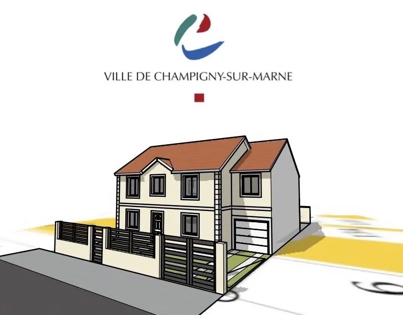 Déclaration préalable à Champigny-sur-Marne (94) — insertion 3D de la maison et de la clôture