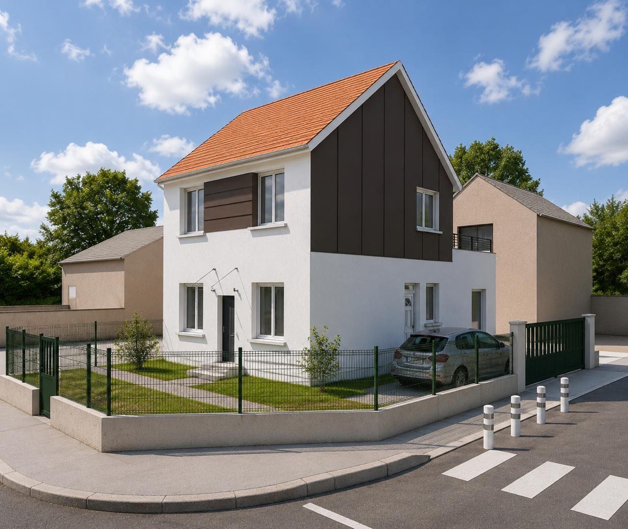 Surélévation de la maison existante à Champigny-sur-Marne (94) — insertion 3D du projet