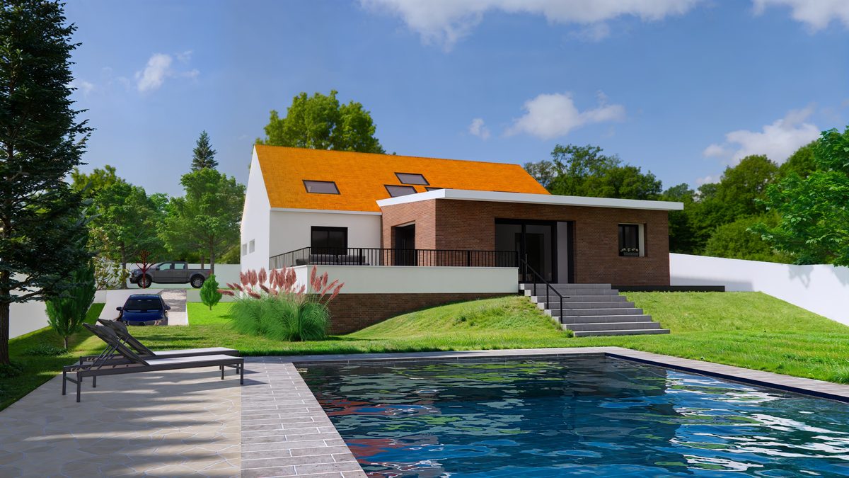 Extension contemporaine et piscine