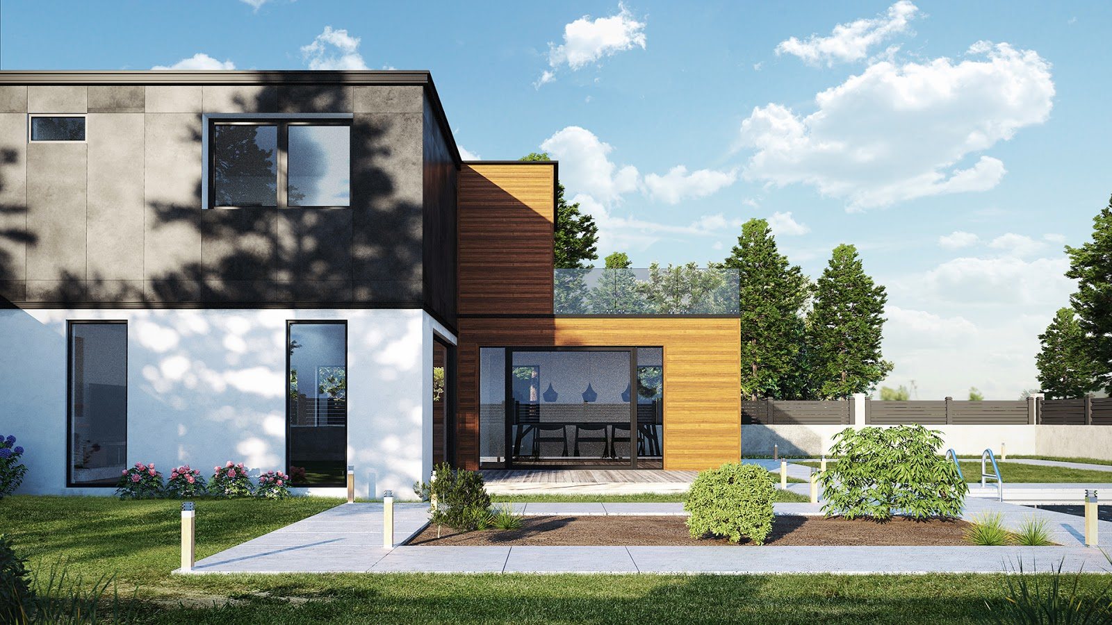 Maison individuelle contemporaine conçue par le cabinet Construisez, permis de construire en Île-de-France