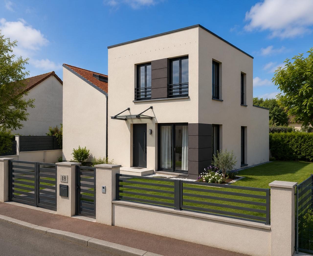 Extension cubique contemporaine d'une maison à Houilles (78) — déclaration préalable