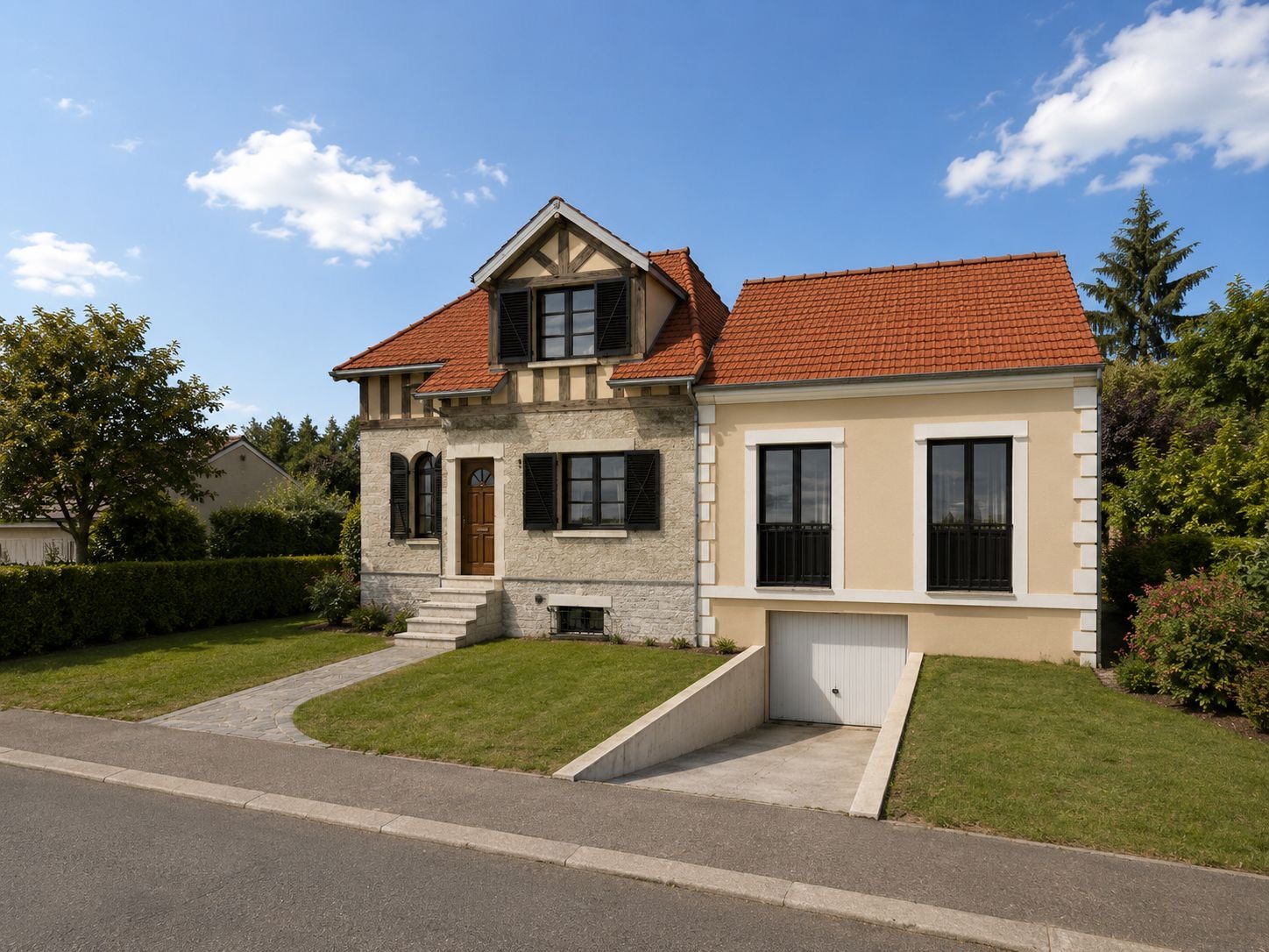 Extension d'une maison en pierre et colombages à Moret-sur-Loing (77) — secteur patrimonial