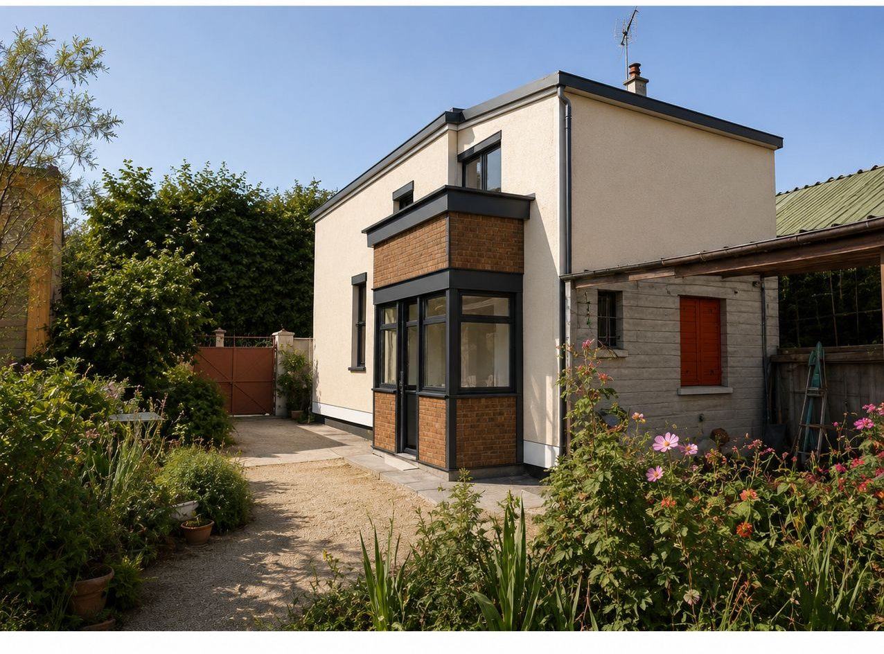 Maison à toit plat avec bow-window en brique à Saint-Maur-des-Fossés (94) — permis de construire
